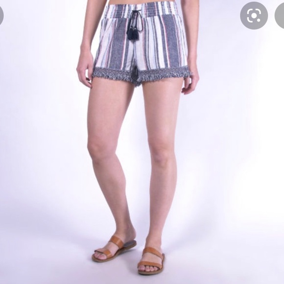 Vanilla star White Blue Striped Shorts Size L - Picture 1 of 7